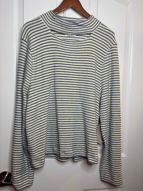 NWT NATION LOS ANGELES Delphine Sweatshirt in Adriatic Sea Stripe size XL